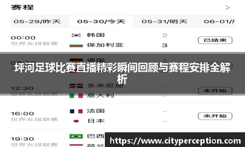 坪河足球比赛直播精彩瞬间回顾与赛程安排全解析